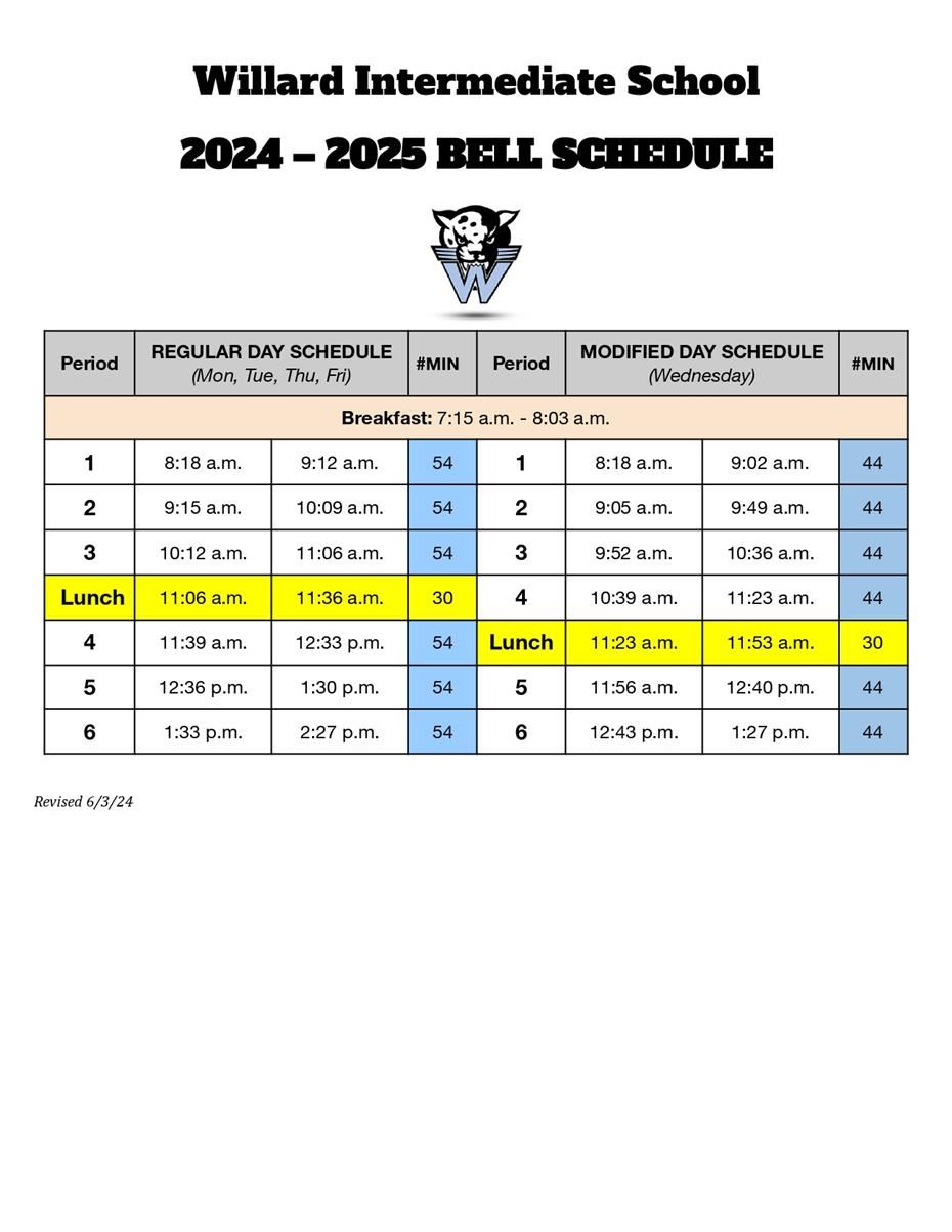 bell schedule